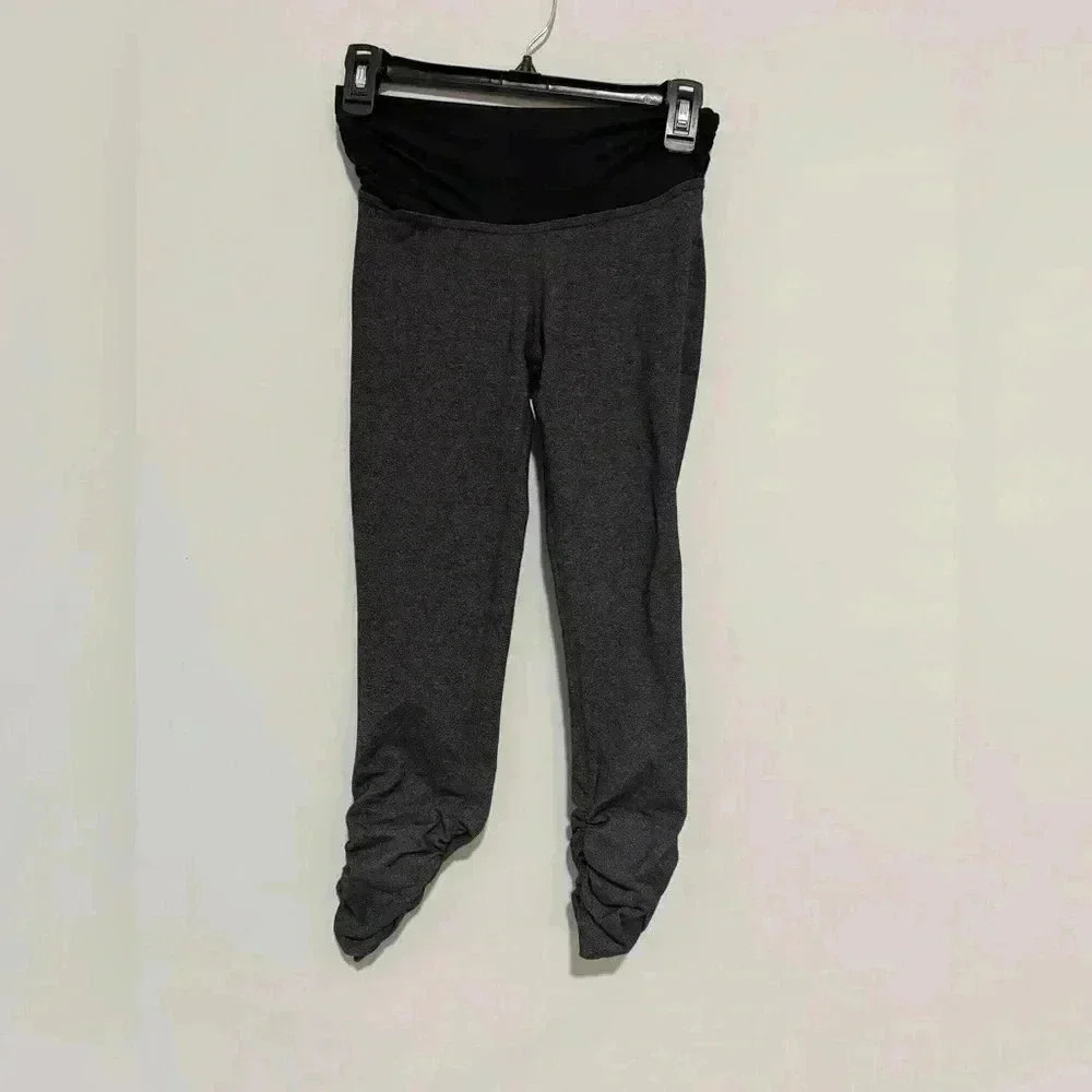 Beyond Yoga Beyond The Bump Womens Maternity Leggings Gray/Black Size XS